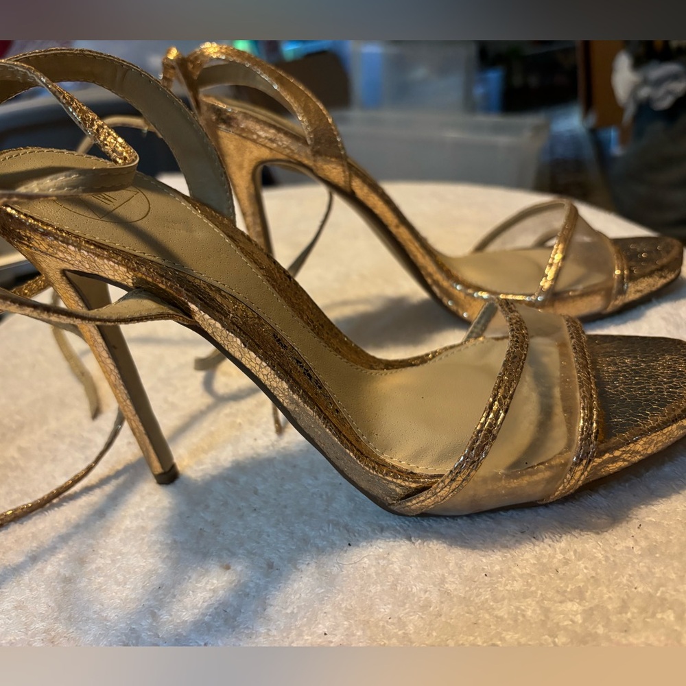 BRAND NEW  Sparkly Gold Heels By M - Size 6 - Heel Height 5 Inches - Box 73